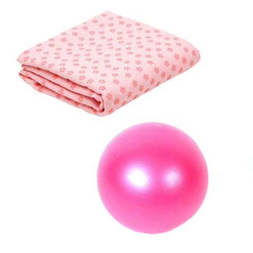 런웨이브 요가타올 핑크 + 미니 짐볼 + 휴대용 가방 세트