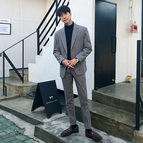 머시따 남성용 멜로우 울 수트 정장 세트