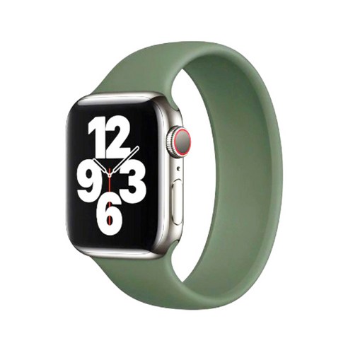 하마테 애플워치 1/2/3/4/5/6/SE 실리콘 솔로 루프 밴드 42/44mm M, 그린