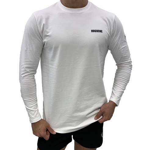허그본 남성용 태극 데일리 머슬핏 스몰로고 긴팔 티셔츠