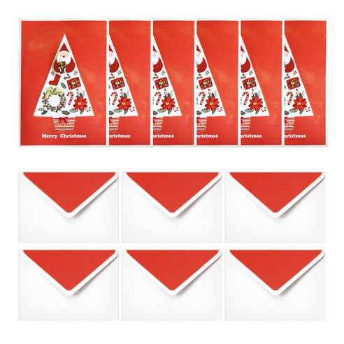 프롬앤투 크리스마스 카드 + 봉투 세트 S206q2, 혼합색상, 6세트