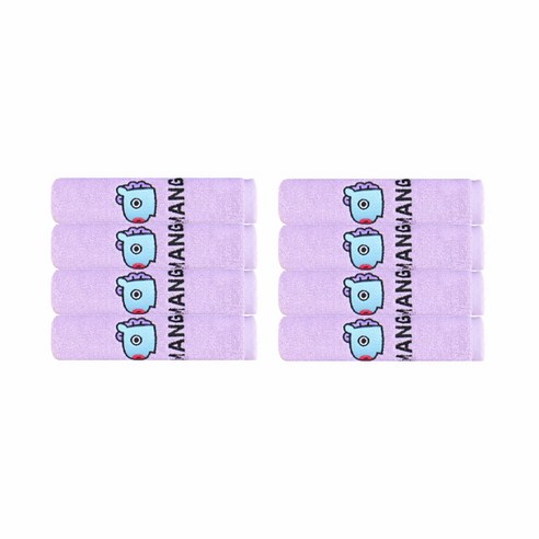 BT21 페이셜 네임 세면타올 140g 30수 면사, 망, 8개