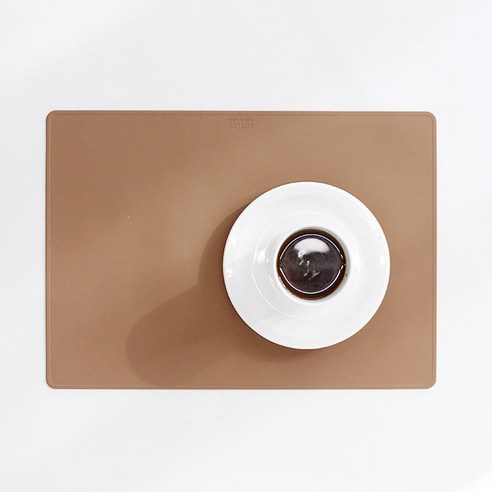 아카시아 파스텔 실리콘 사각 식탁 매트, 브라운, 38 x 26.7 x 0.12 cm