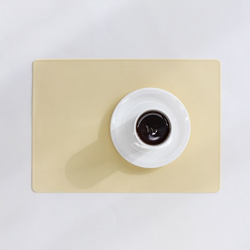 아카시아 파스텔 실리콘 사각 식탁 매트, 레몬옐로우, 38 x 26.7 x 0.12 cm