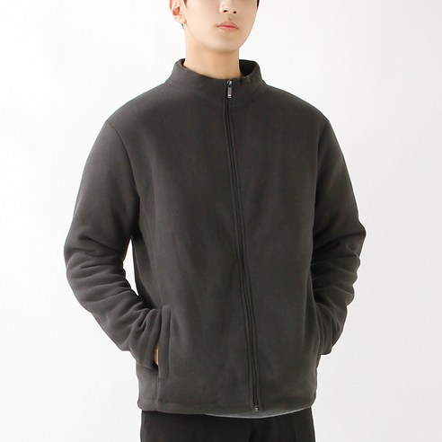 남성용 무지 보아털 플리스 기모 집업 자켓