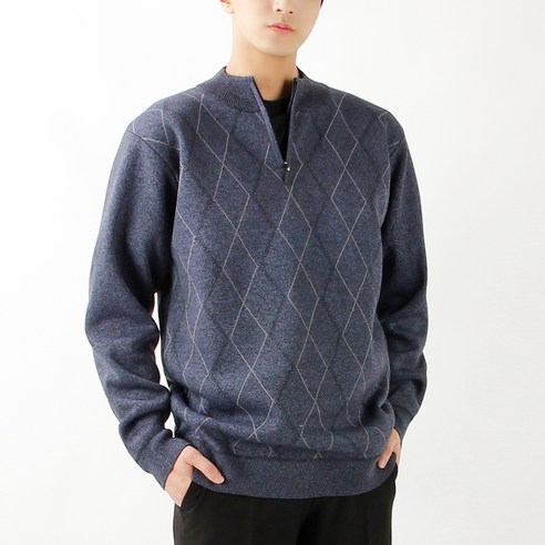남성용 데일리 실켓 기모 집업 니트B