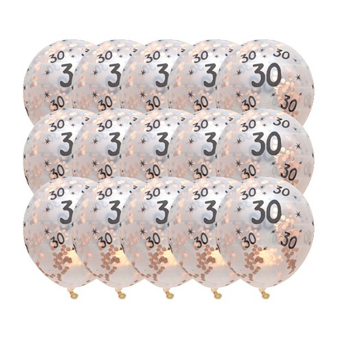 마켓감성 생일파티풍선 숫자 스팽글, 로즈골드(숫자30), 15개