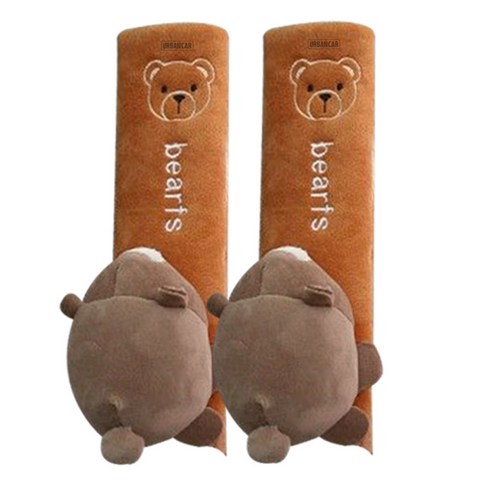 어반카 캐릭터 안전벨트커버, 잠자는곰 브라운, 2개