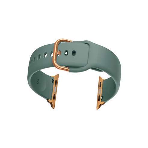 비쉐르 애플워치 5 골드 버클 라운드 V2 실리콘 밴드 스트랩 44mm, 그레이그린, 1개