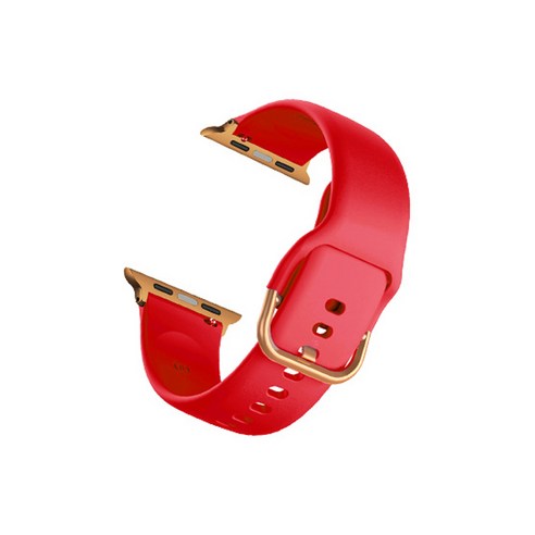 비쉐르 애플워치 2 골드 버클 라운드 V2 실리콘 밴드 스트랩 42mm, 레드, 1개