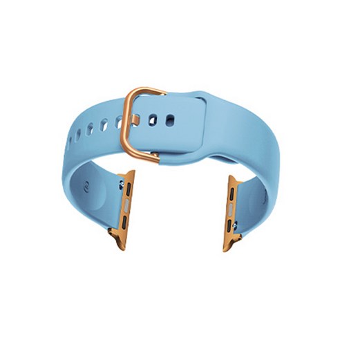 비쉐르 애플워치 5 골드 버클 라운드 V2 실리콘 밴드 스트랩 40mm, 라이트블루, 1개