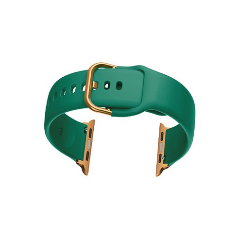 비쉐르 애플워치 5 골드 버클 라운드 V2 실리콘 밴드 스트랩 44mm, 청록, 1개