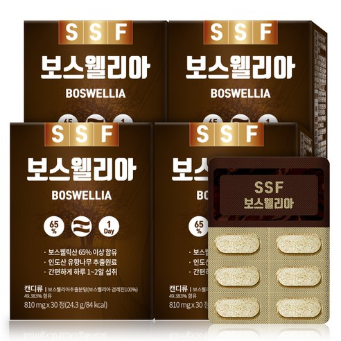순수식품 보스웰릭산 보스웰리아 810mg, 30정, 4개