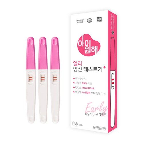 아이원해 얼리 임신테스트기 플러스, 3개입, 1개