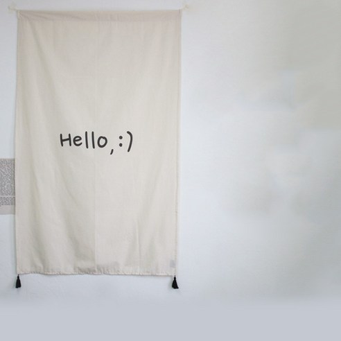 메종텍스타일 안녕스마일 일러스트 대형 광목 가리개커튼 겸 패브릭포스터, 네추럴