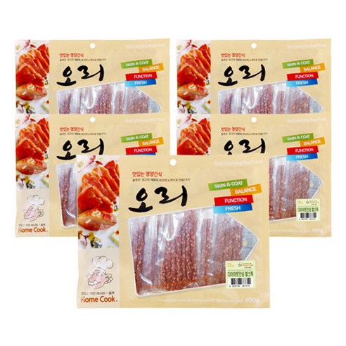 홈쿡 강아지 간식 400g, 다이어트 안심 오리 쌀스틱, 5개
