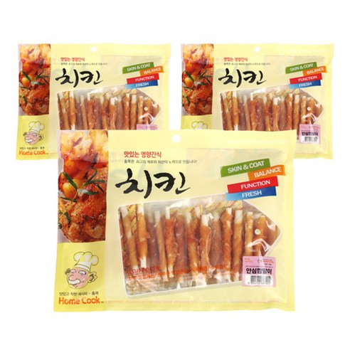 홈쿡 강아지 간식 400g, 안심 껌말이, 3개