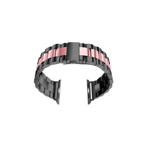 비쉐르 투톤 엑설런트 애플워치 5 메탈 밴드 스트랩 44mm, 핑크블랙, 1개