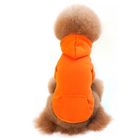 알럽펫 강아지 단색 포켓 스웨터 후드티, 오렌지, 1개