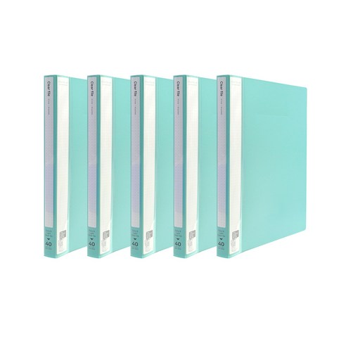 인디 클리어파일 A4 40매, Mint, 5개