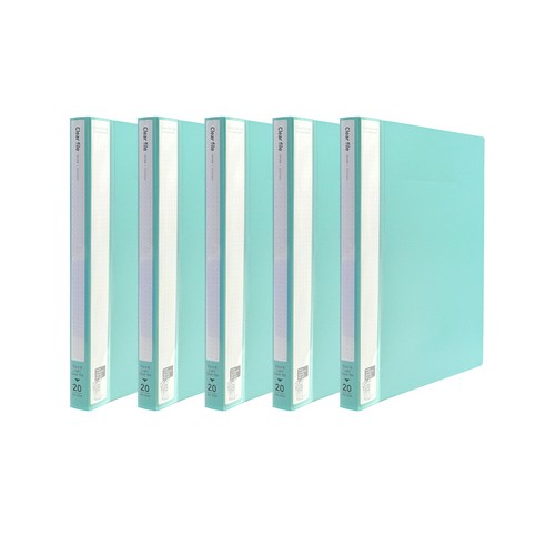 인디 클리어파일 A4 20매, Mint, 5개