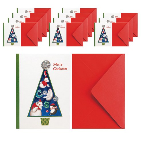 프롬앤투 크리스마스 카드 12p + 봉투 12p S1030q2, 혼합색상, 1세트