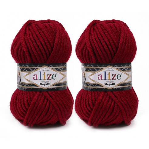 alize 마마니트 슈퍼라나 메가필 털실, 390 라즈베리, 2개