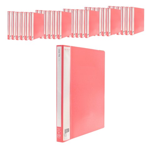 인디 클리어파일 A4 40매, Pink, 40개