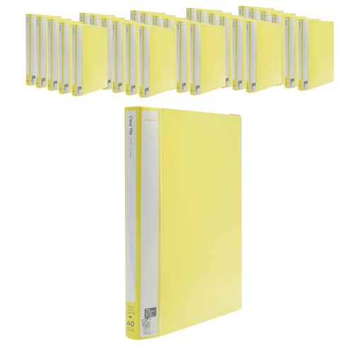 인디 클리어파일 A4 40매, Yellow, 40개