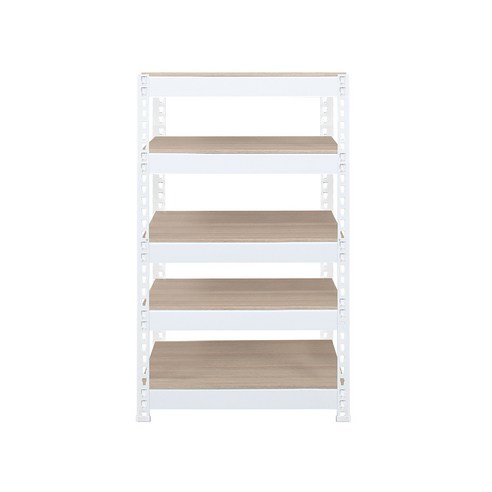 스피드랙 V2 선반 5단 600 x 600 x 1200 mm, 화이트(앵글), 우드 + 화이트(보드)