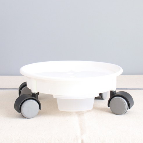 모리앤 우레탄 바퀴 이동식 화분 받침대 원형, 흰색