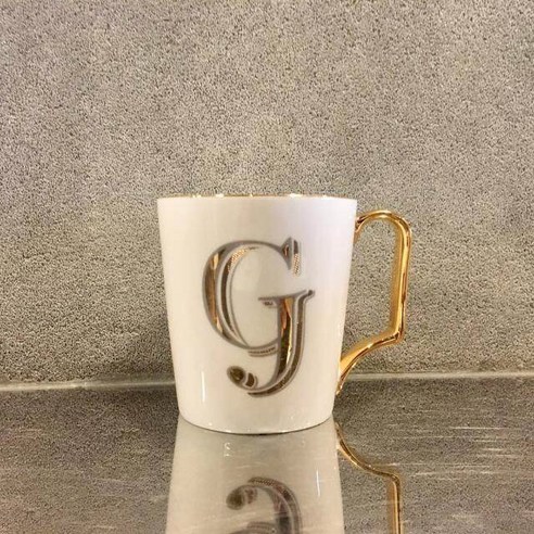 골드 알파벳 머그컵 350ml, G, 1개