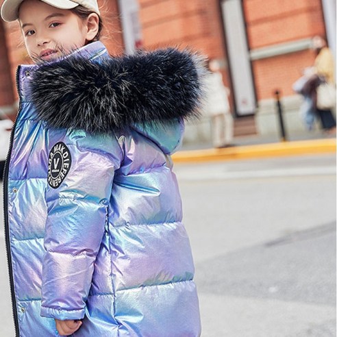 베베몽스토리 여아용 다운 메탈 롱 패딩