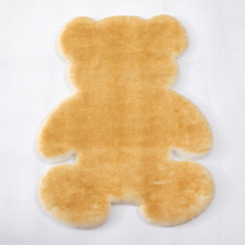 더플로우컴퍼니 도톰하고 부드러운 곰돌이 쿠키 매트 러그, 화이트옐로우