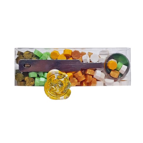 씰링왁스 125p + 멜팅스푼 세트, 올리브옐로우계열, 1세트