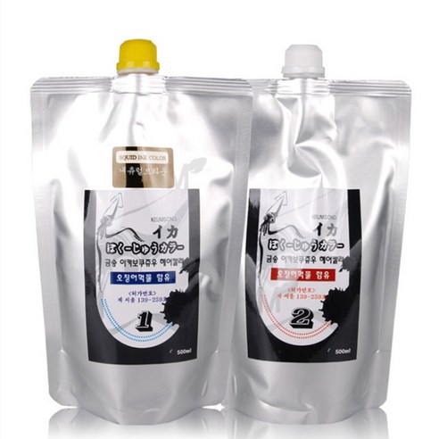 뉴겐 금송 이카 보쿠쥬우 오징어먹물 헤어칼라 1제 500ml + 2제 500ml, 내츄럴브라운, 1세트