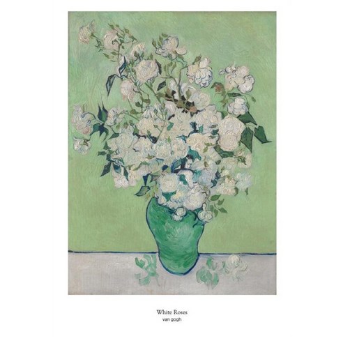 RYMD 명화 반 고흐 꽃 병 van gogh white roses 액자미포함 포스터