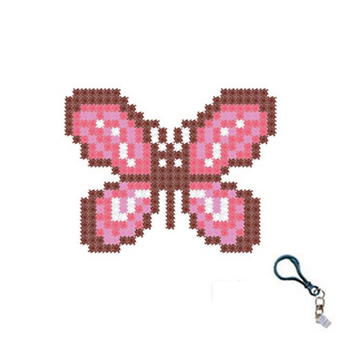 꼬마블럭 디폼 동물 + 고급 열쇠고리 랜덤발송 + 일대일 도안 DIY 패키지 10mm, 분홍나비