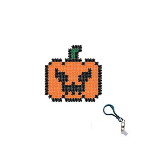 꼬마블럭 디폼 미니 + 고급 열쇠고리 랜덤발송 + 일대일 도안 DIY 패키지 10mm, 호박2