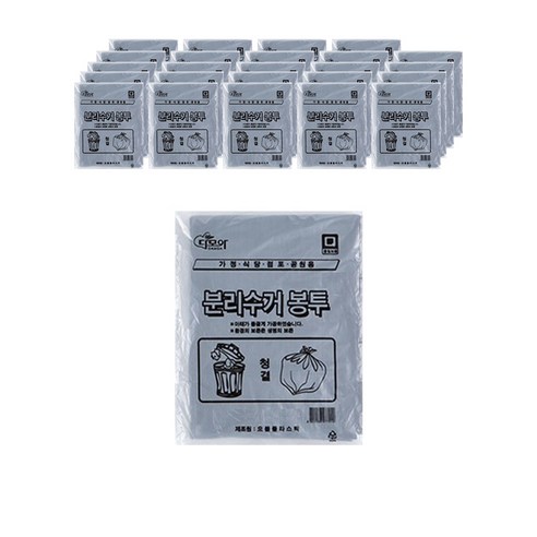 다모아 분리수거 쓰레기봉투 배접 대 검정 76 x 94 cm 20매, 25개