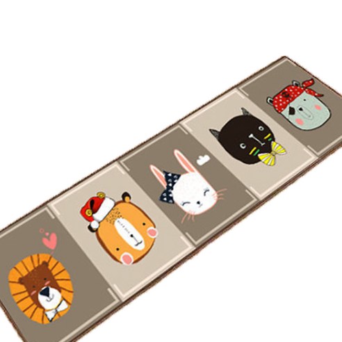 알럽홈 큐티 캐릭터 논슬립 키친 풋 매트, 포레스트패밀리 그레이