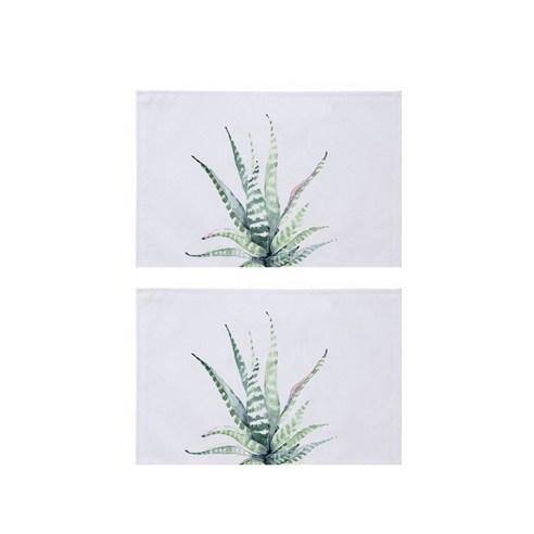 빈테리어 나뭇잎 일러스트 린넨 테이블매트 2p, 07, 30 x 45 cm