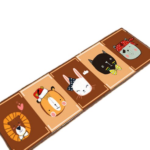 알럽홈 큐티 캐릭터 논슬립 키친 풋 매트, 포레스트패밀리 카키