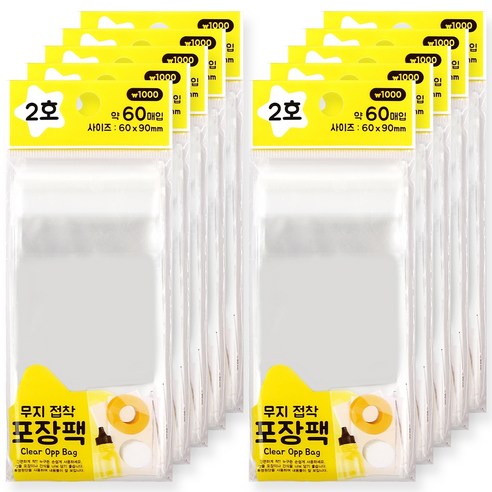 포포팬시 무지 투명 OPP 접착 비닐 포장 봉투, 600매