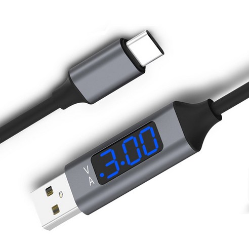 TERA USB 전압 전류 측정 디지털 테스터 케이블 일반형 C타입, 블랙, 1개