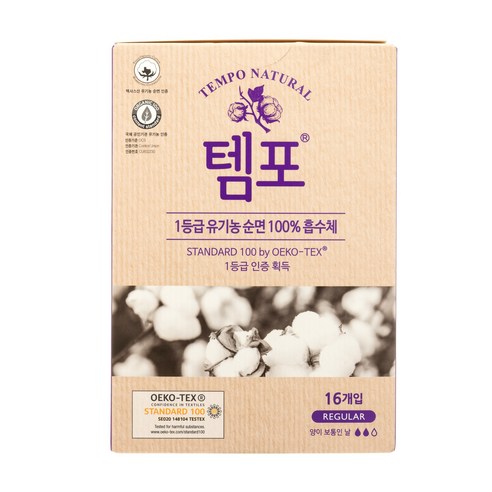 템포 내추럴 레귤러, 16개입, 1개