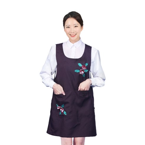SF패션 장미꽃 원피스 앞치마 L sfae92, 1개, 진보라