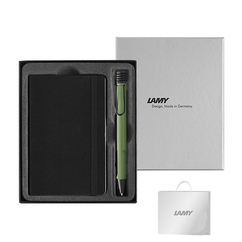 LAMY 사파리 볼펜 + 기프트 노트 세트, 사바나그린, 1세트