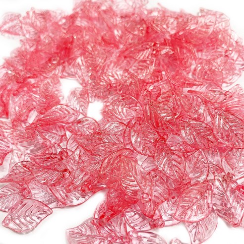 크런치 슬라임 비즈 공예 데코덴 나뭇잎 파츠, 핑크, 500g, 1개