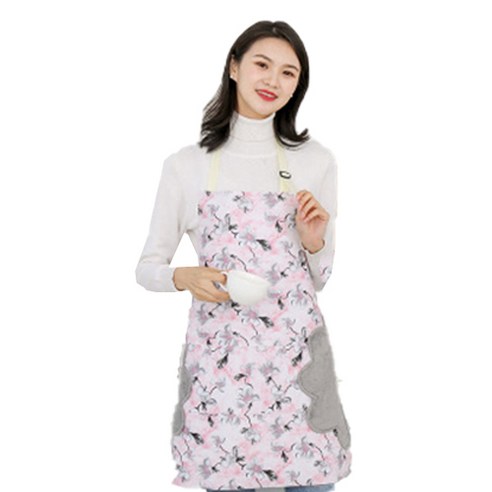 로지 플라워 데일리 작업복 방수 주방 앞치마, 핑크, 1개